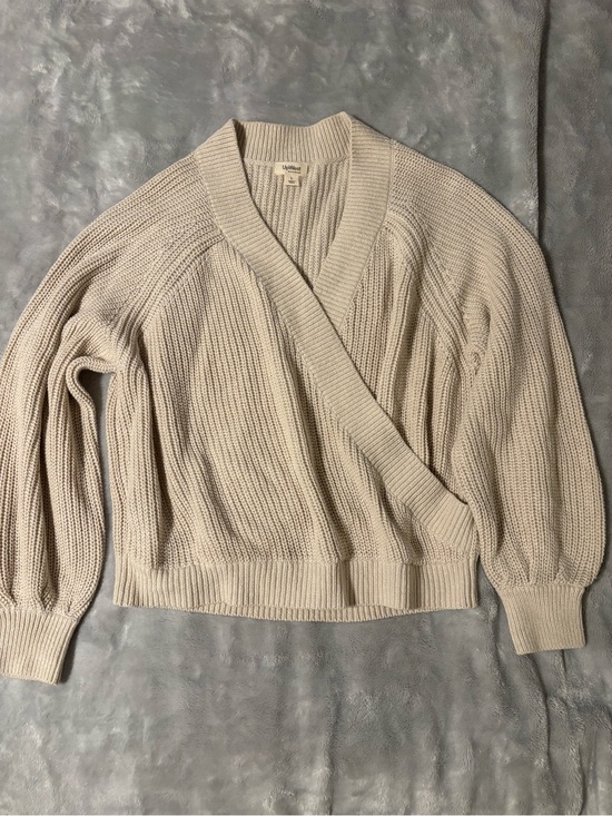 UpWest Sweaters - NWOT Upwest Cream Wrap-Front Ribbed Sweater